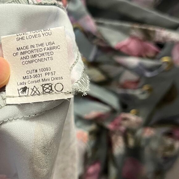 Show Me Your Mumu Lady Corset Mini Dress Sage Floral Lace Up S Coquette Cottage - Picture 10 of 10